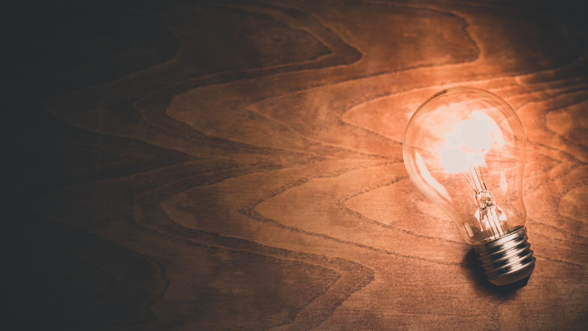 lightbulb on table